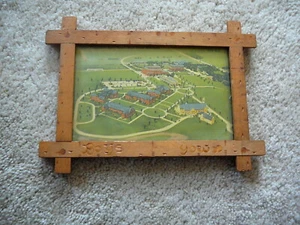 BOYS TOWN NE Nebraska VINTAGE SOUVENIR  HAND MADE MARKED WOOD FRAME & COLOR VIEW - Picture 1 of 4