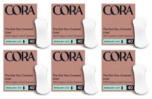 Cora Organic Ultra Thin Period Liners (240 Count) - 100% Organic Cotton (6x 40) - Picture 1 of 24