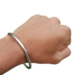 Chrome Plated Kara Smooth Thin Bangle Sikh Bracelet Singh Kaur Khalsa Kada V34 - Picture 1 of 12
