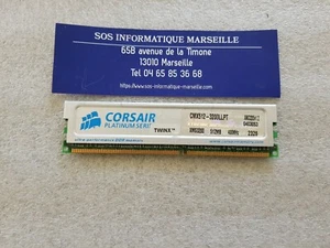 Barrette Mémoire CORSAIR PLATINIUM SERIE CMX512-3200LLPT XMS3200 512MB 40MHz - Picture 1 of 3