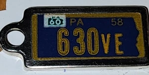 Vtg 1958-60  PA 630VE DAV License Plate Keychain Disabled American Veterans - Picture 1 of 2