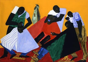 Jacob Lawrence - Barber Shop (1946) Signed - 17" x 22" Fine Art Print - Picture 1 of 1