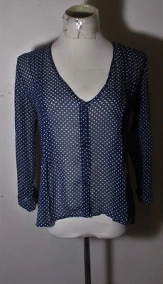 KIRRA Blue Polka Dot Sheer Blouse Size S - Image 1 of 4