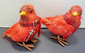 Set of 2 Red Christmas Cardinals with Plaid Scarves by Valerie - Picture 1 of 5