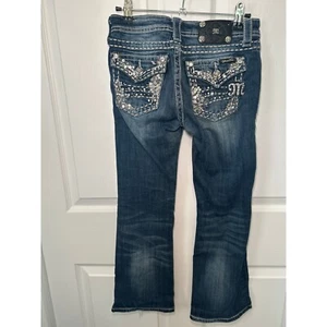 Miss Me Boot Cut Jeans verziert dunkle Waschung verändert 24,5" Schrittlänge Damen 0 XS - Bild 1 von 8