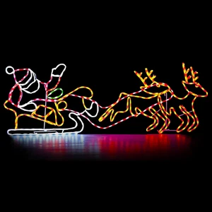 315L LED Long Lighted Santa Claus Sleigh and Reindeer Lights, Colorful Neon Ligh - Picture 1 of 9