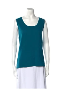 Neiman Marcus Cashmere Collection Sleeveless Tunic Sweater. Teal. Size Large. - Picture 1 of 12