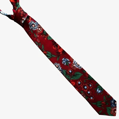 Vintage Y2K Hugo Boss Floral Print Colourful Tie Flower Nature Retro Red Vibrant - image 1 of 4