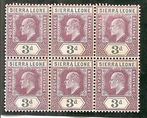 Sierra Leone - 1905 3d. Value Definitive - Un-mounted mint - Block of Six