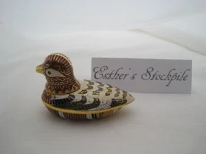 VTG ASIAN CHINESE BRASS CLOISONNE ENAMEL DUCK BIRD FIGURINE SMALL TRINKET BOX 3" - Picture 1 of 4