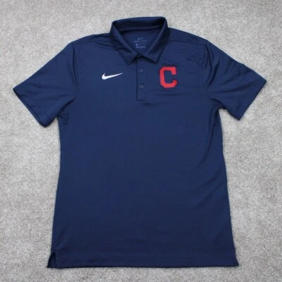 Nike Cleveland Guardians Polo Shirt Mens Small Blue Dri-Fit Polyester S/S MLB - Image 1 of 4