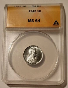 1943 Lincoln Wheat Steel Cent MS64 ANACS - Picture 1 of 4