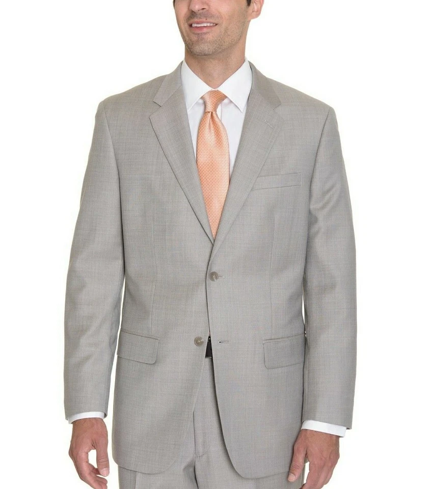 Alfani 红色修身浅棕色棕褐色 Stepweave 2 按钮羊毛混纺运动外套 40L — 第 1/4 张图片