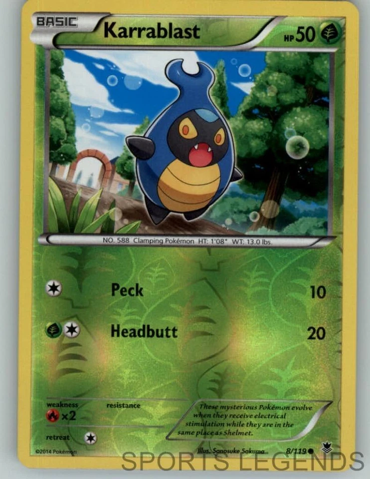 2014 pokemon Phantom Forces reverse holo Karrablast 8/119 - Image 1 of 1