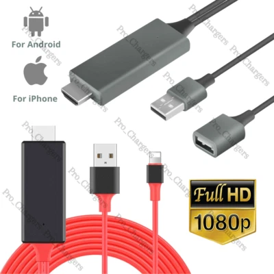 1080P HDMI Mirroring AV Cable for iPhone iPad Android Phone to TV HDTV Adapter - Image 1 of 4