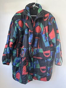 Chaqueta de esquí alemana sin marca negra y multicolor con estampado geométrico S - Imagen 1 de 6
