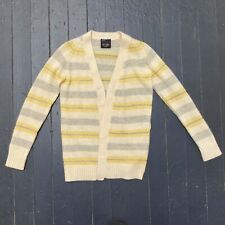 VTG 1970s ROSIE PELICAN Cream Angora Wool Blend Striped Cardigan Sweater XS SM