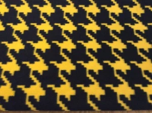 Tela de lana a cuadros azul y amarillo de lana Houndstooth - Imagen 1 de 3