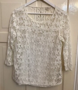 Ladies Fat Face Ivory Lacy Layer Top Size 12 Button Back Casual ⭐️⭐️star - Picture 1 of 7