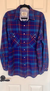Vintage Saugatuck Men Large Heavy Flannel Long Sleeve Button Down Shirt Acrylic - Picture 1 of 10
