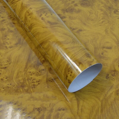 Glossy Wood Grain Self Adhesive Sticker Car Vinyl Film DIY Decor 100x30cm - Image 1 of 4