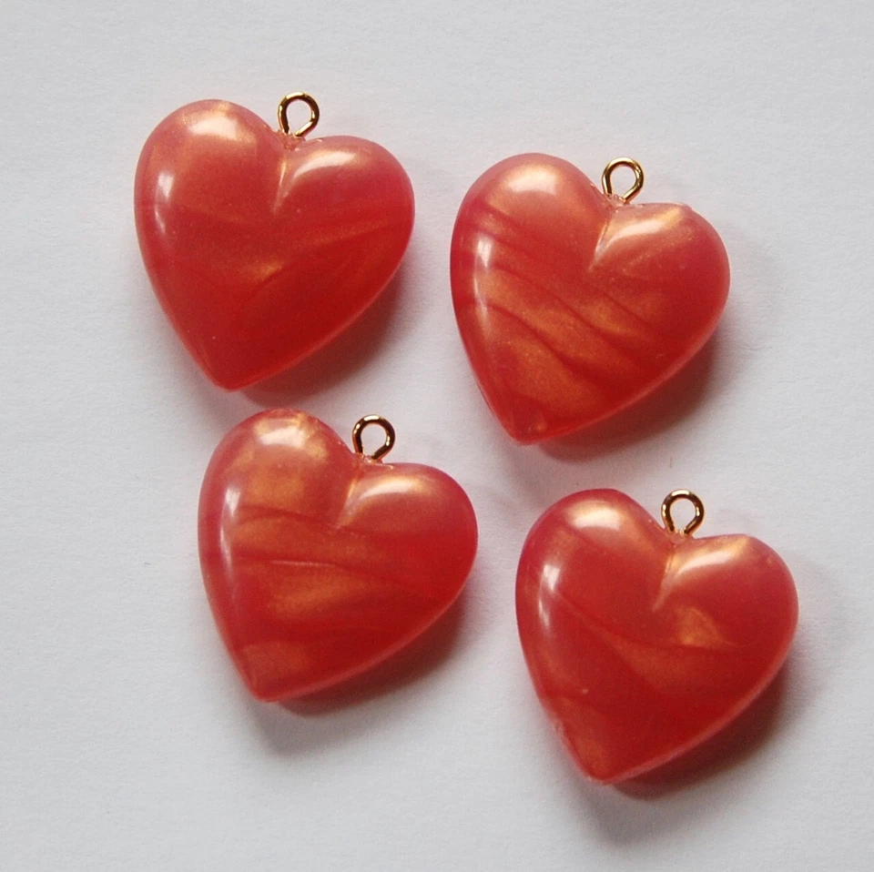 Colgantes de corazón acrílico perla rosa melocotón vintage chr175 Foto 1 de 1