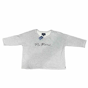 American Eagle Women’s Gray Cropped Sweatshirt No Merci Medium - Picture 1 of 4