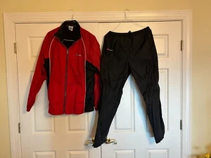 Vintage 90s Reebok Windbreaker Track Suit Jacket Pants Set Size Medium Red Black - Picture 1 of 6