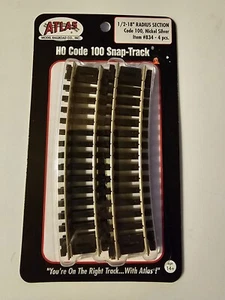 Atlas HO Code 100 1/2 of 18" Radius Curve Track 4 Pcs Item 834 Nickel Silver - Picture 1 of 2
