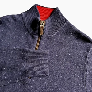 Suéter Pullover Orvis Para Hombre 100% Lana 1/4 Cremallera Talla Med Azul Marino Moteado Acogedor - Imagen 1 de 14