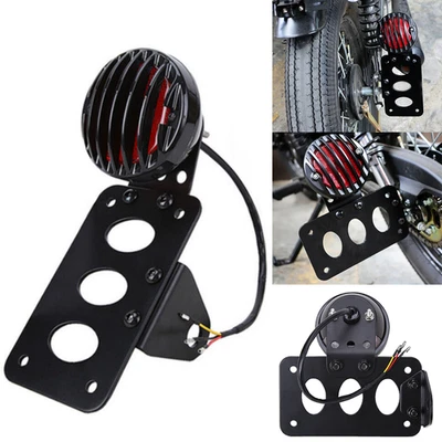 Side Mount License Plate Bracket Motorcycle Tail Light Holder For Harley Bobber - Image 1 of 4