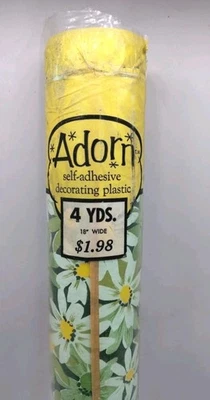 Papel de contacto de margarita de plástico autoadhesivo adorno mediados de siglo de colección casi 4 yardas Foto 1 de 4