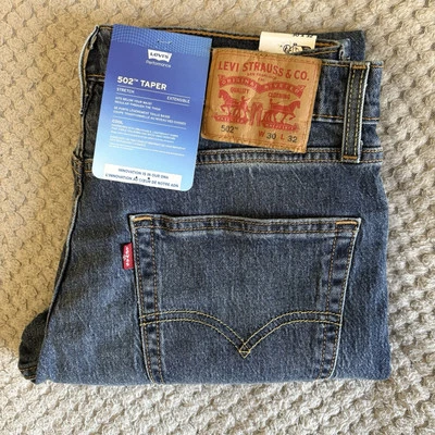 Levis 502 Jeans Size W30 L32 Measures W31 L31 Dark Blue Regular Tapered Leg BNWT - Image 1 of 4