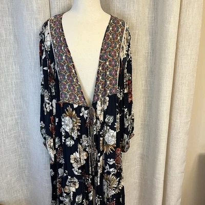 Cárdigan Largo Umgee Boho Plumero Kimono Estampado Mixto Floral XXL Campesino Playa Foto 1 de 4