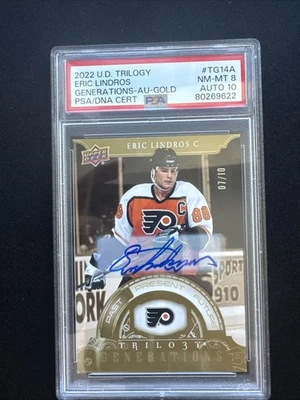 2022-23 Upper Deck Trilogy - Generations Eric Lindros #TG-14A Auto Gold /10 PSA8 - Image 1 of 2