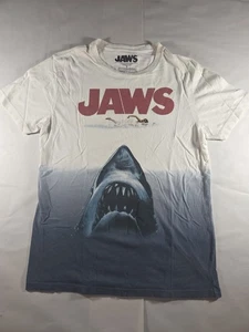 JAWS Movie Graphic T-Shirt Men’s Small White Blue Shark Attack Vintage Style - Picture 1 of 3