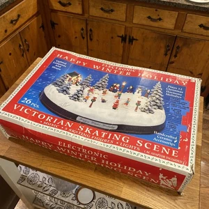 Vintage elektronisch Winter Urlaub viktorianisch Schlittschuhlaufen 26 Teile Lichter Sound K Mart - Bild 1 von 10