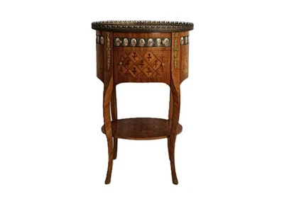 Mueble tocador con incrustaciones de marquetería madera medallones italianos vintage  Foto 1 de 4