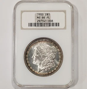 1900 PL Morgan Silver Dollar MS64 PL + Toned + Old Fatty Holder Proof Like Coin - Picture 1 of 6