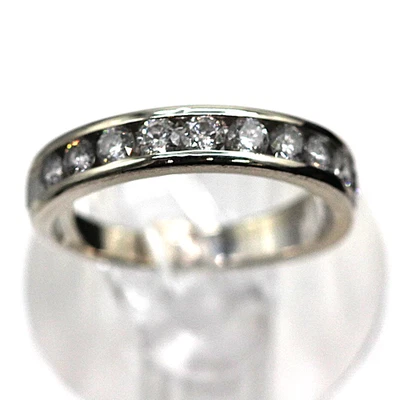 14K White Gold Channel Set Natural Diamond Wedding Band size 8 - Image 1 of 4