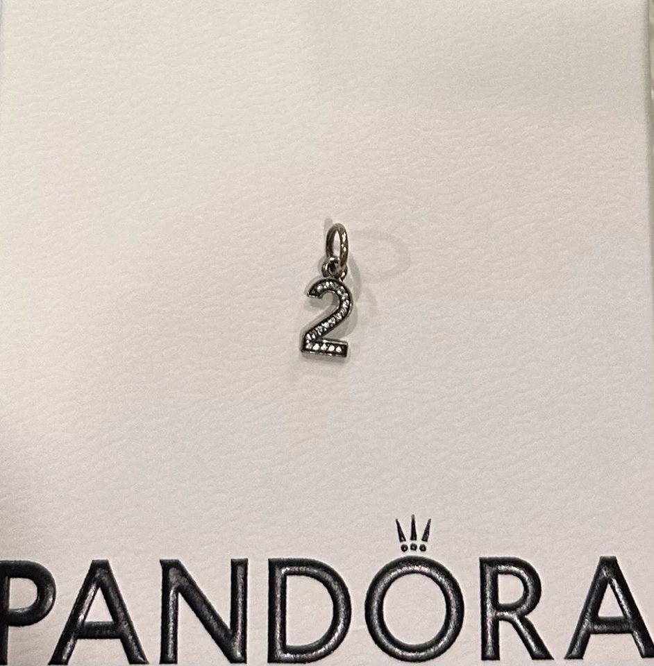 Genuino Pandora Colgante Número 2 Plata Esterlina S925 ALE Colgante Dije 791340CZ Foto 1 de 1
