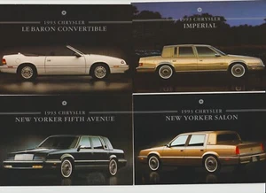 NOS VINTAGE 1993 Chrysler LeBaron convertible Imperial New Yorker postcard set/4 - Picture 1 of 1
