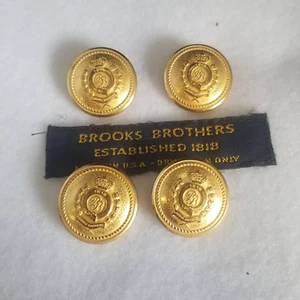 4 Brooks Brothers Crest Gold Tone Replacement Shank Buttons Blazer Sports Coat - Picture 1 of 3
