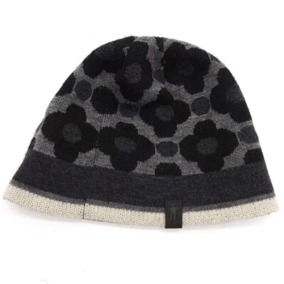Smartwool Winter Snow Beanie Hat One Size Skull Ski Cap Black Floral Stretch - Image 1 of 4