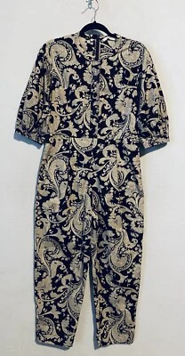 Macacão Rebecca Taylor Feminino Pequeno Marrom Paisley Floral Manga Inchada Algodão - Imagem 1 de 4