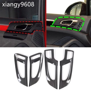 4×Real Carbon Fiber Interior Door Handle Panel Cover for Porsche Cayenne 2011-17 - Picture 1 of 8
