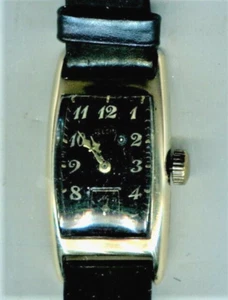 Vintage Elgin Mans Wristwatch BLACK DIAL 21 JEWEL MOVEMENT WORKING - Picture 1 of 10