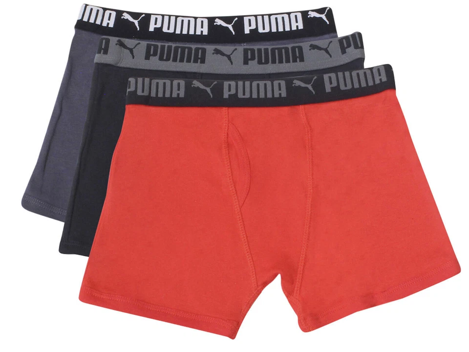 Puma Big Boy's Boxer Briefs Underwear 3-Pairs Cotton Stretch Red/Black - Image 1 of 1