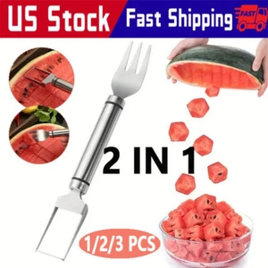 1-3 Watermelon Slicer Cutter 2-in-1 Fork Stainless Steel Fruit Cutting Artifact - Picture 1 of 21