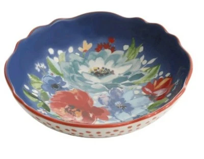 Juego de cuatro (4) cuencos para pasta Pioneer Woman ~ azul ~ MELODÍA ~ 7,5" ~ gres Foto 1 de 4